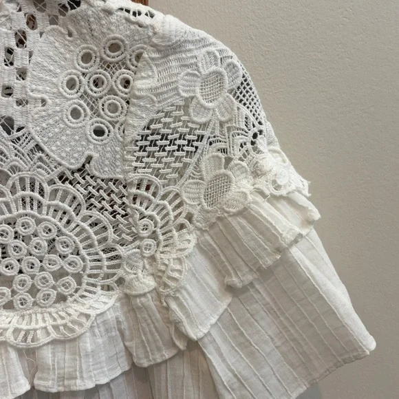 Sea NY Figgy Embroidered Eyelet White Blouse Size 4, EUC - Picture 6 of 11